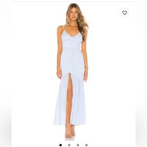 MAJORELLE Blue Trumpet Maxi Skirt with Slit